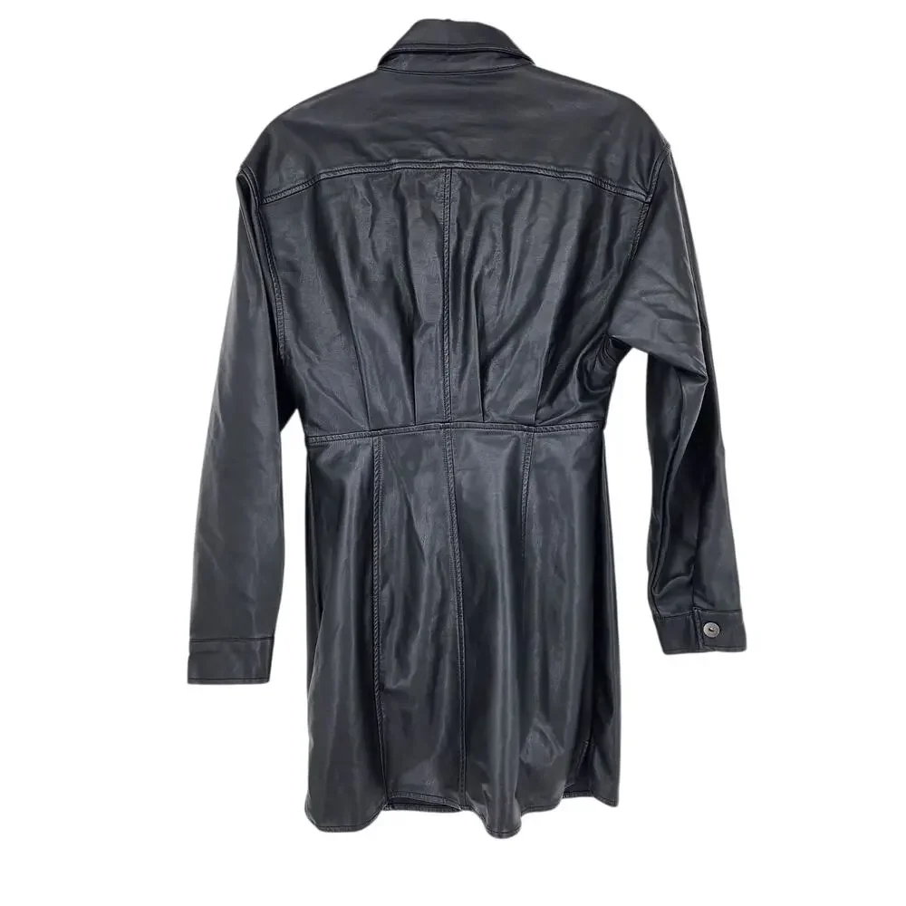 Free People X Amber Black Faux Button Front Long Sleeve Mini Dress Size 8